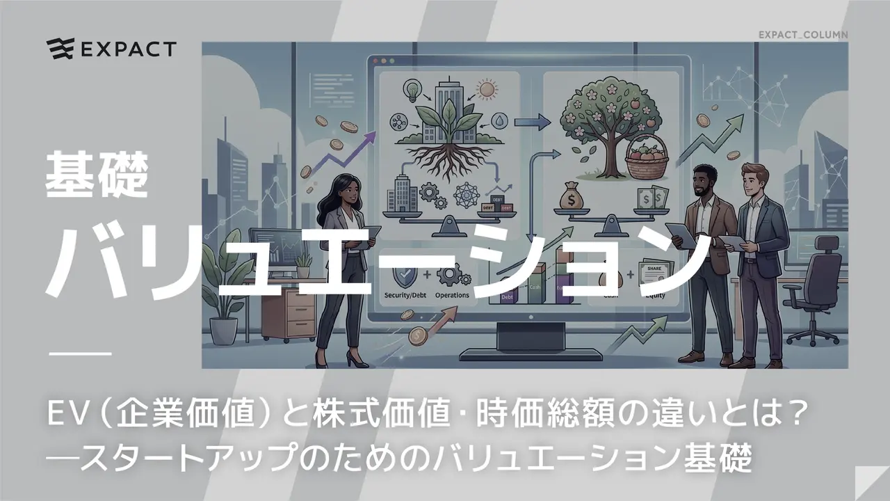【徹底比較】EV（企業価値）と株式価値・時価総額の違いとは？──スタートアップのためのバリュエーション基礎