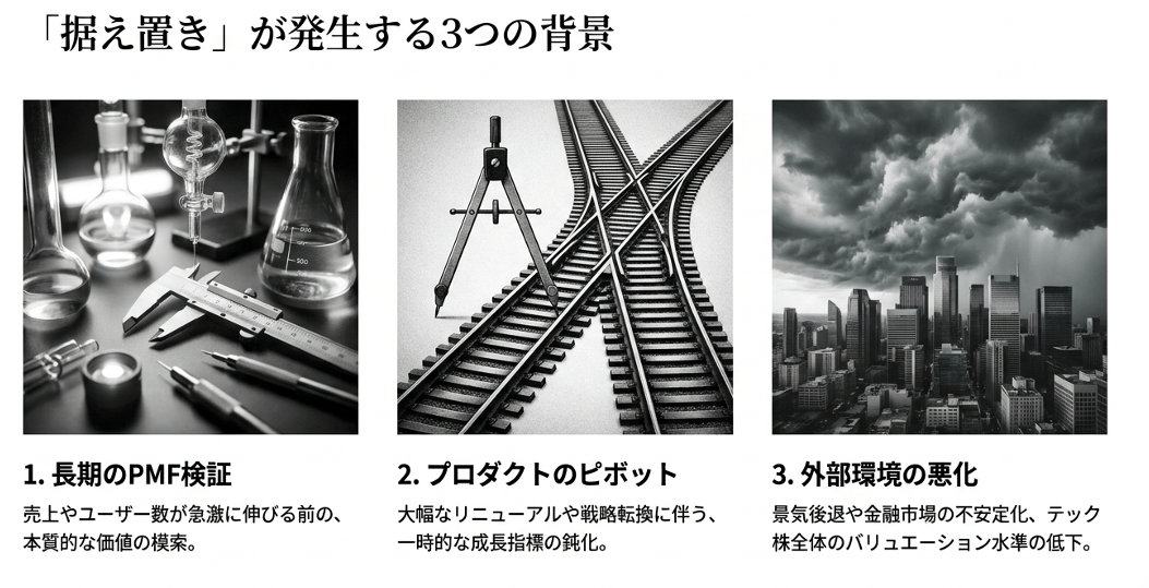 長期のPMF検証を示唆する、測定器具と試験管が並ぶ黒白の実験室の写真。 › EXPACT ｜スタートアップ支援｜新たな挑戦に、旗を掲げよう。｜Seed Impacts, Harvest Changes.｜