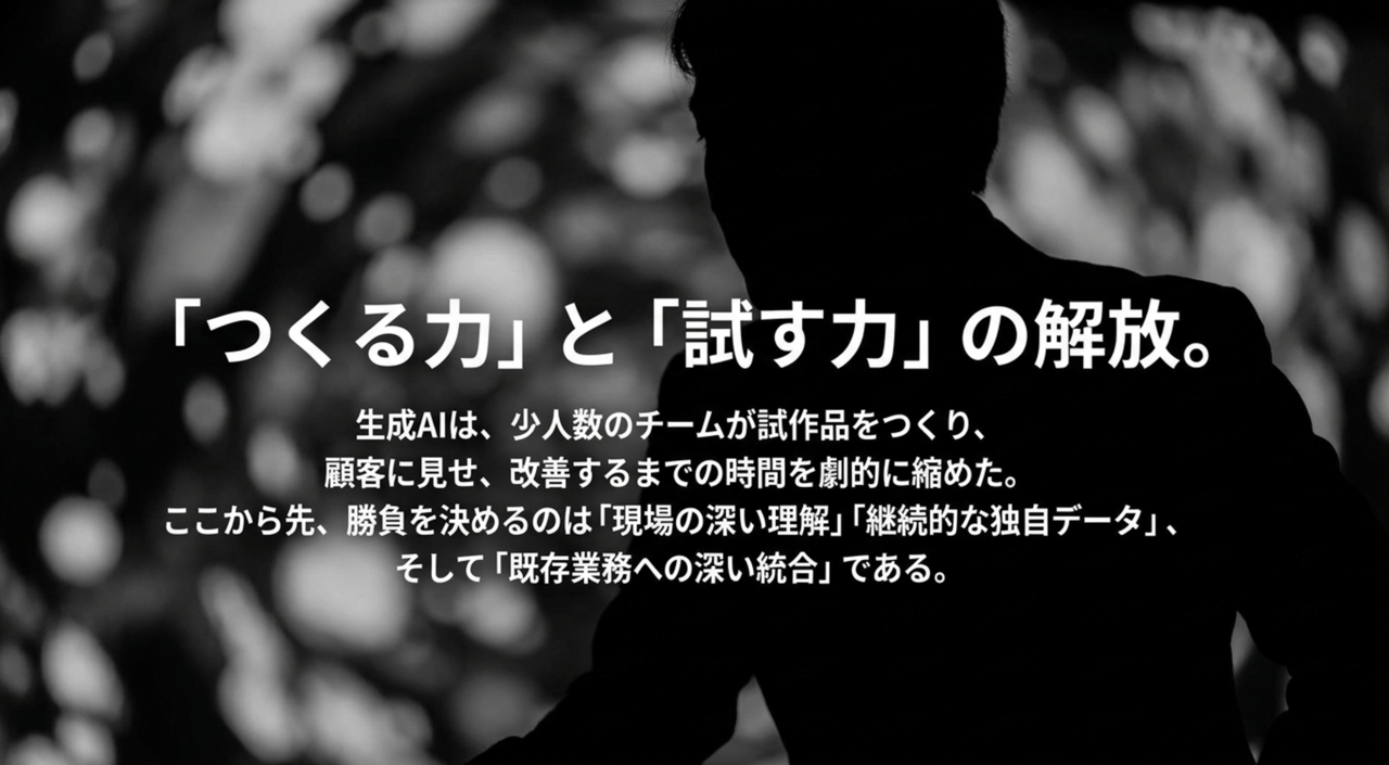 Silhouette of a person in front of a blurred background with Japanese text about unlocking the power to create and test AI. › EXPACT ｜スタートアップ支援｜新たな挑戦に、旗を掲げよう。｜Seed Impacts, Harvest Changes.｜